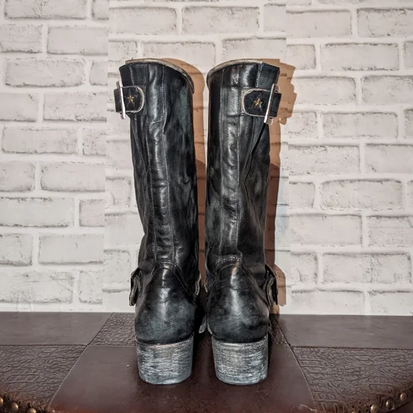 NEW Old Gringo Iron Eagle Black Distressed Riveted Biker Boots size 6.5 - Picture 7 of 13